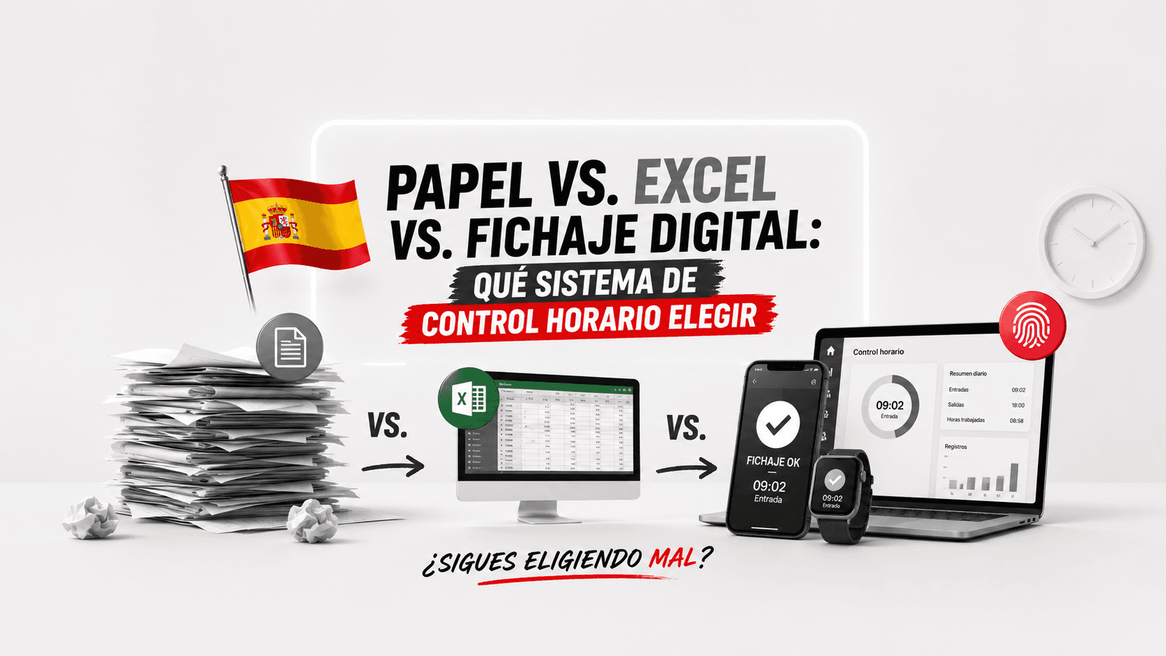 Papel vs. Excel vs. fichaje digital: ¿Cuál elegir?
