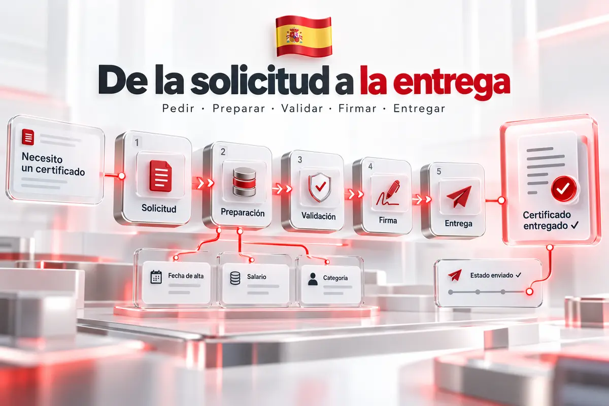 Esquema de los certificados laborales más habituales en España agrupados según los emita la empresa o los obtenga el trabajador en la Seguridad Social