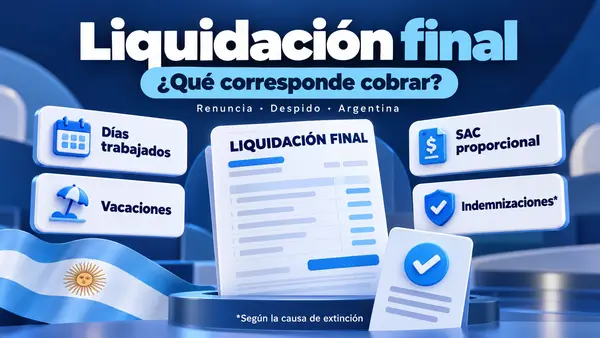 Liquidación final con días trabajados, vacaciones, SAC proporcional e indemnizaciones según la causa de extinción