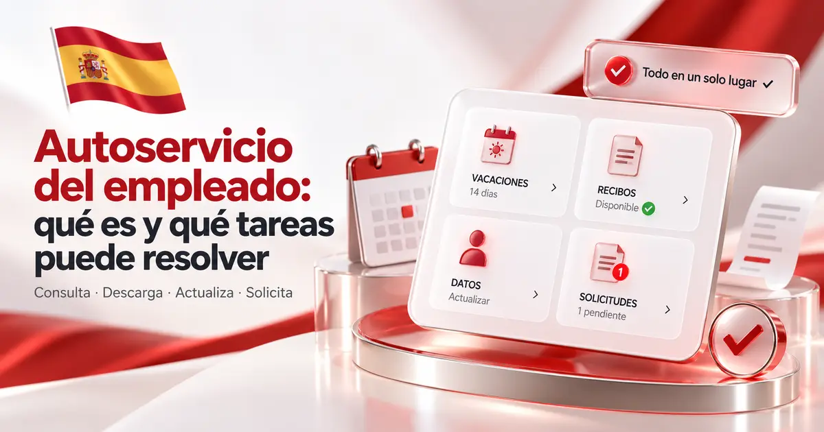 Móvil con tarjetas de autoservicio del empleado para vacaciones, recibos, documentos y cambio de datos