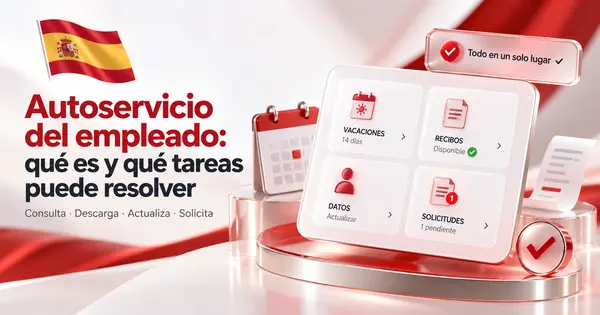 Móvil con tarjetas de autoservicio del empleado para vacaciones, recibos, documentos y cambio de datos