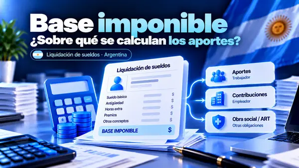 Base imponible de la liquidación de sueldos y su relación con aportes, contribuciones, obra social y ART