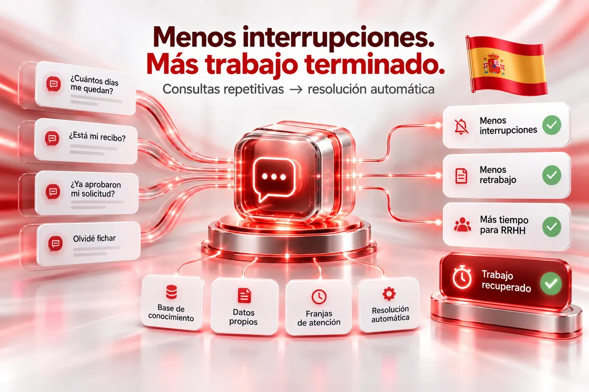 Iceberg digital que muestra el tiempo visible de respuesta y el coste oculto de las interrupciones en RRHH