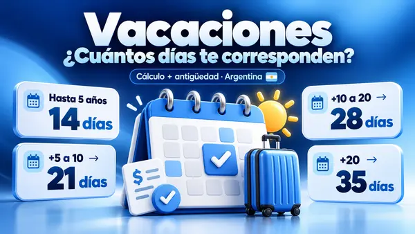 Días de vacaciones según antigüedad en Argentina: 14, 21, 28 y 35 días