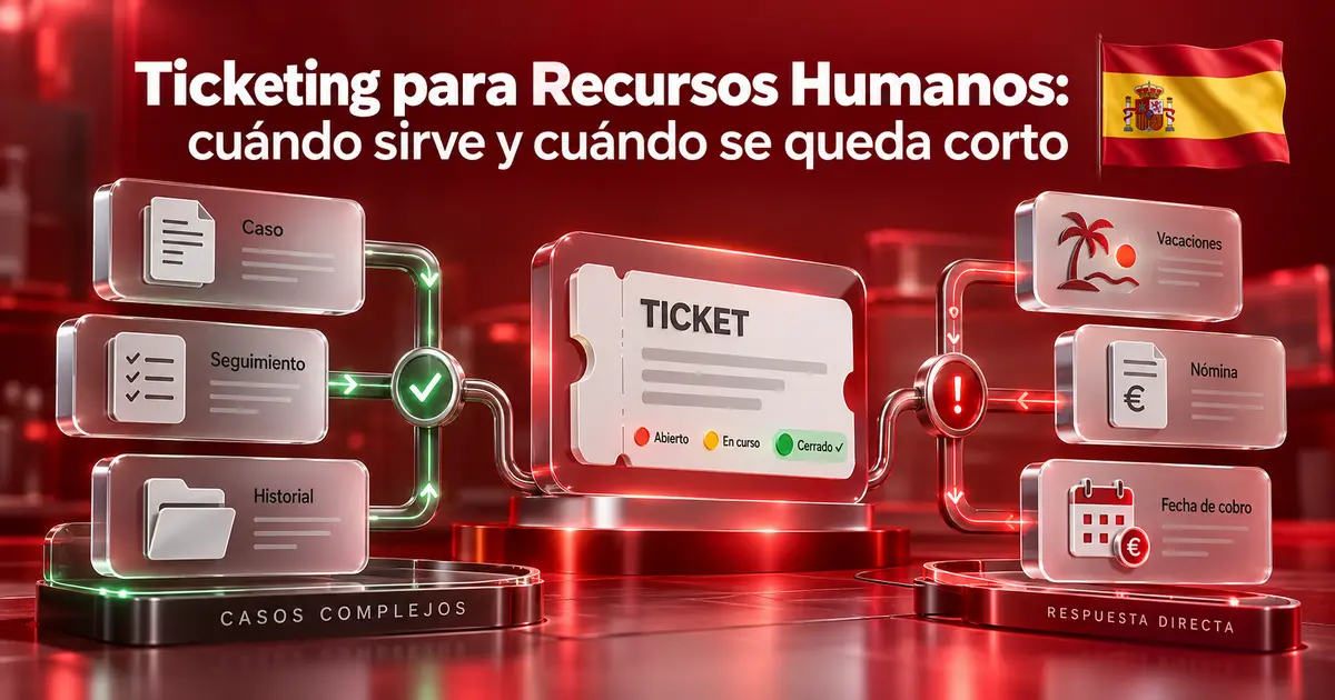 Pila de tickets de RRHH apilándose frente a un agente IA que resuelve consultas directamente