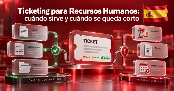 Pila de tickets de RRHH apilándose frente a un agente IA que resuelve consultas directamente
