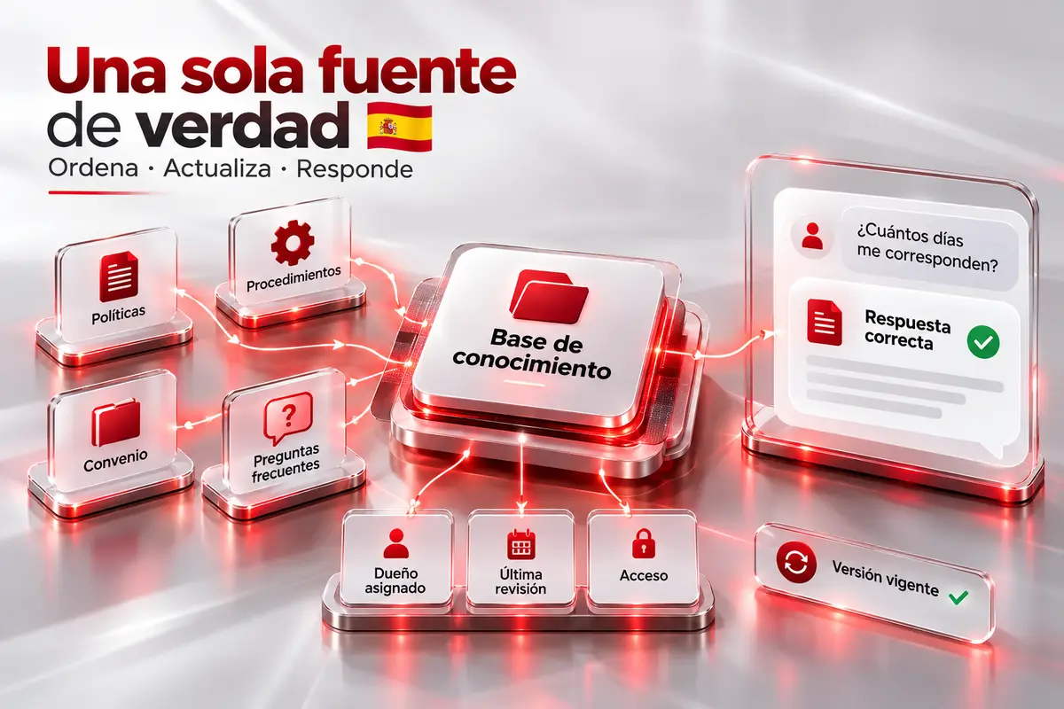Ciclo circular de actualización de una base de conocimiento: cambio, revisión, publicación y retirada