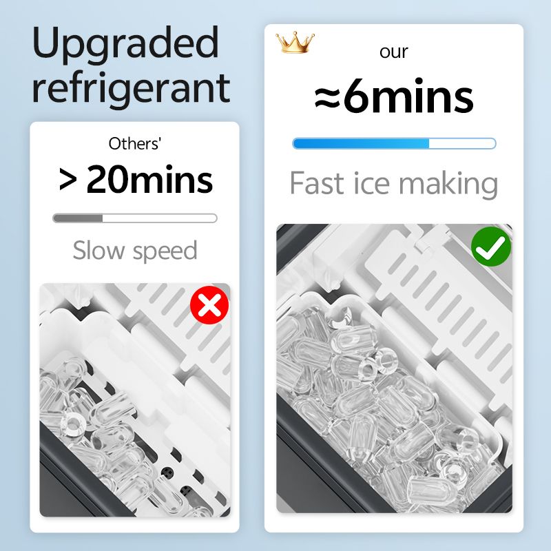 DeTong TM-ICE02 Quiet Ice Maker | 9 Bullet Cubes in 6 Mins view 7