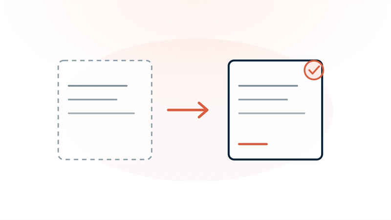 A dashed draft note becoming a finished, reviewed and signed note — the first-draft rule, where the resident reasons first and the scribe drafts second.