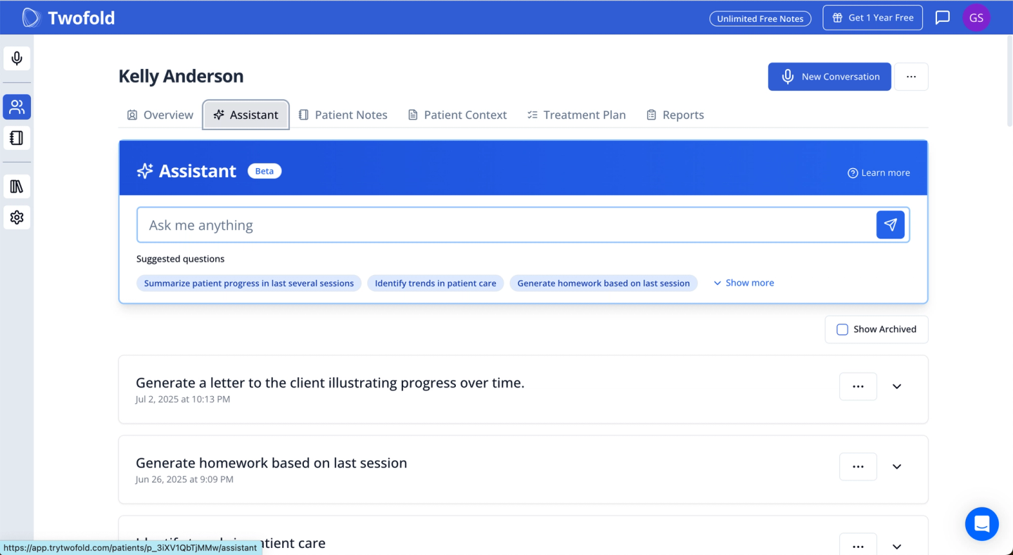 Twofold Health AI scribe for psychiatry