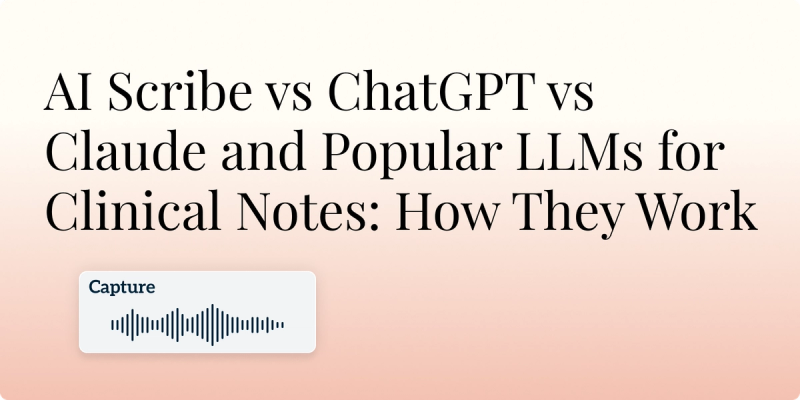AI Scribe vs ChatGPT vs Claude and Popular LLMs for Clinical Notes: How They Work hero image