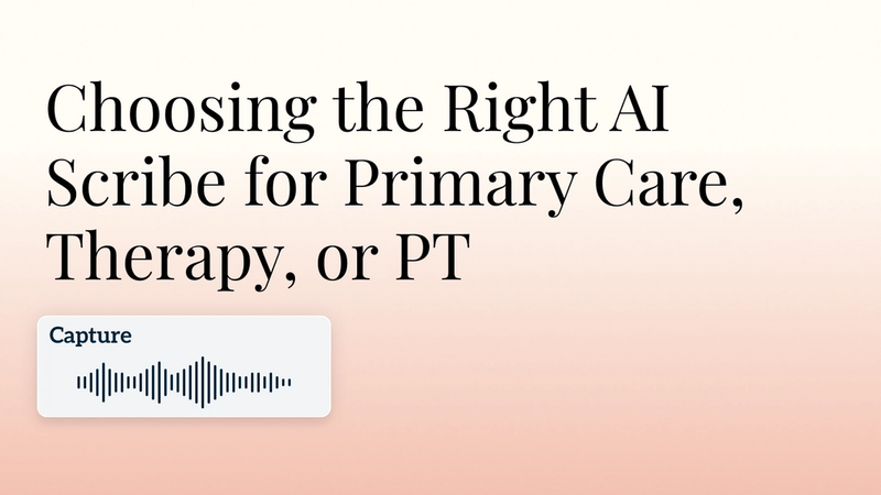 Choosing the Right AI Scribe for Primary Care, Therapy, or PT Hero Image