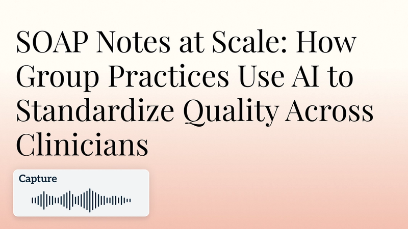 SOAP Notes at Scale: How Group Practices Use AI to Standardize Quality Across Clinicians hero image