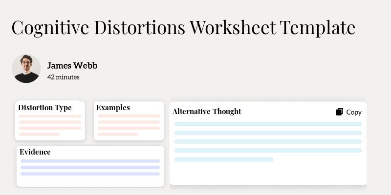 Cognitive Distortions Worksheet Template Hero Image