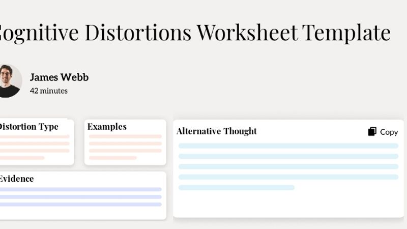 Cognitive Distortions Worksheet Template Hero Image