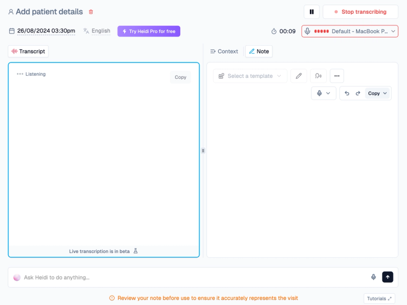 Heidi Health AI pricing