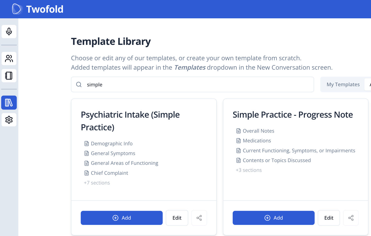 Twofold Health Simple Practice Templates