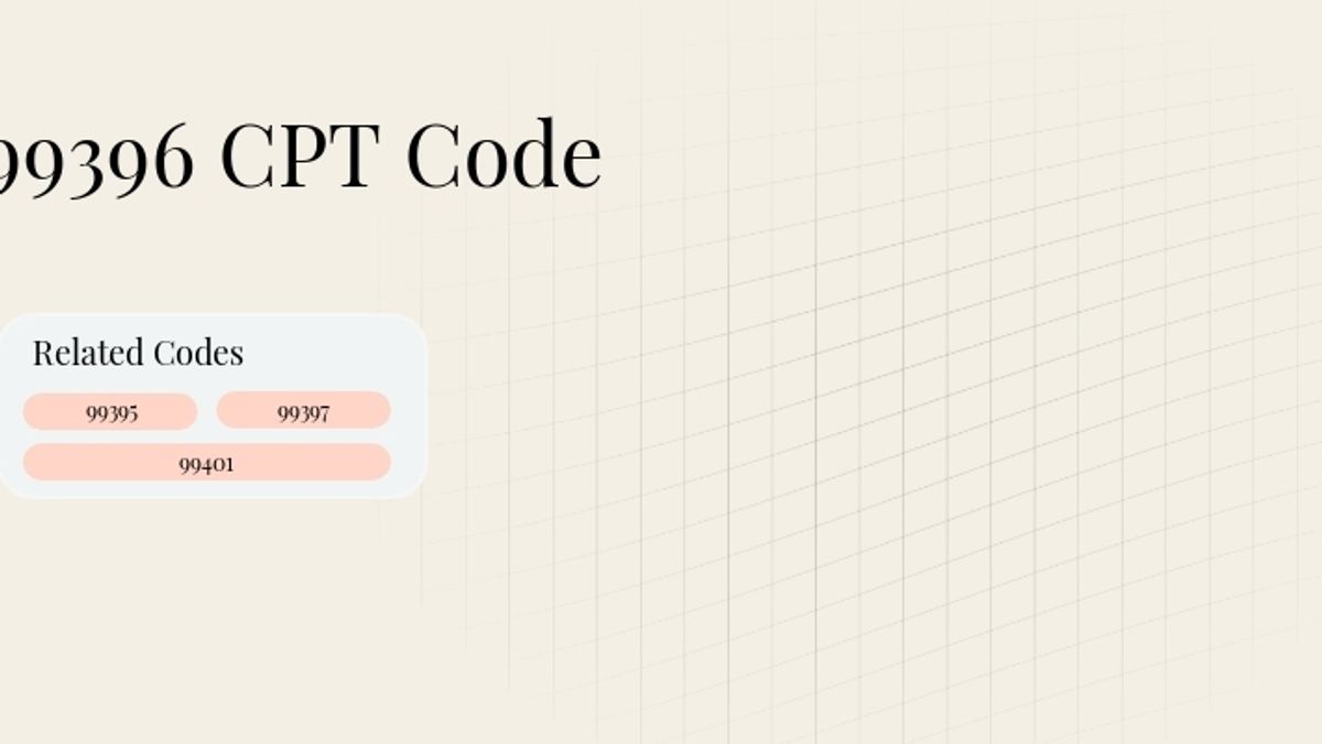 99396 CPT Code: Preventive visit, new patient, 40-64 years