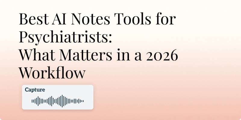 Best AI Notes Tools for Psychiatrists: What Matters in a 2026 Workflow Hero Image