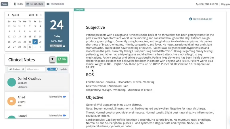Deepscribe dashboard image
