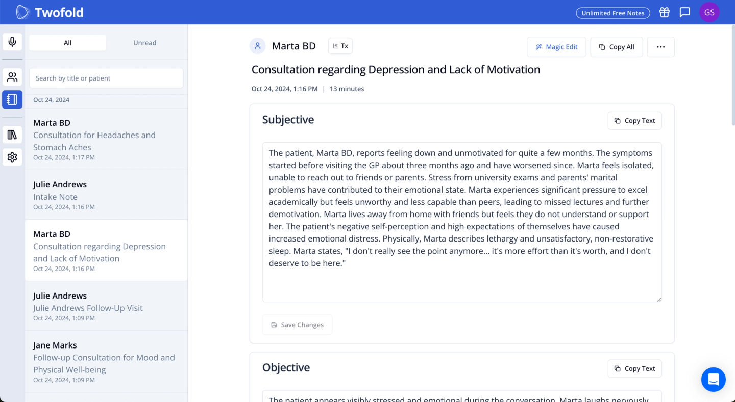 Twofold Health Dashboard