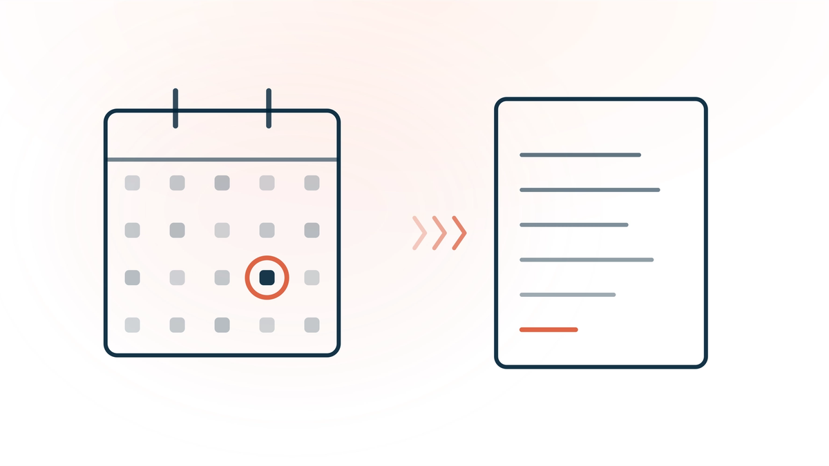 How to cancel Freed AI — a calendar with the renewal date ringed in coral flowing into a fresh clinical note, representing timing your cancellation before renewal and switching AI scribes without a documentation gap.
