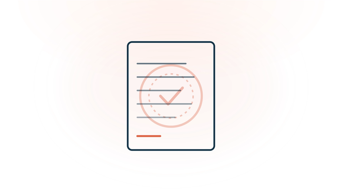 Digital watermarking of AI clinical notes — a clinical note card over a faint coral seal, representing an invisible provenance marker embedded in machine-generated text.