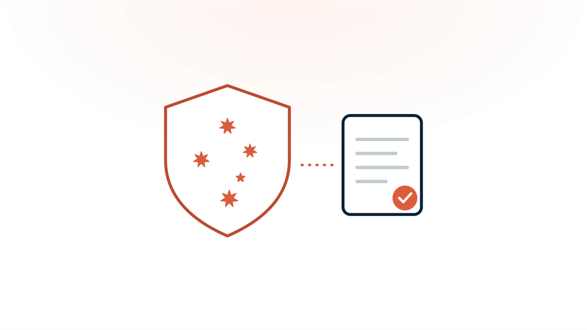 The Southern Cross beside a therapy note with a coral checkmark — choosing an AI scribe for psychologists and mental health clinicians in Australia.