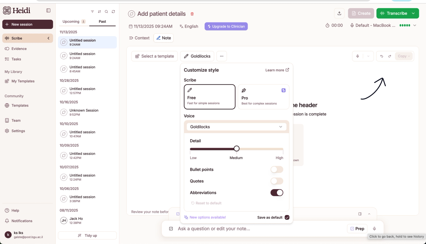 Heidi AI Dashboard