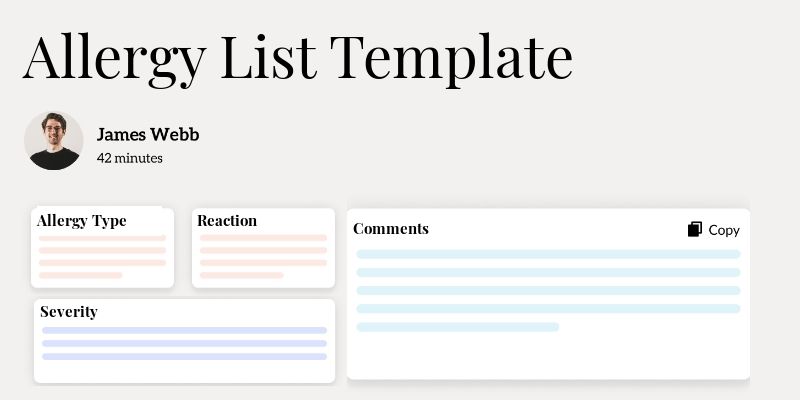 Allergy List Template Template Hero Image