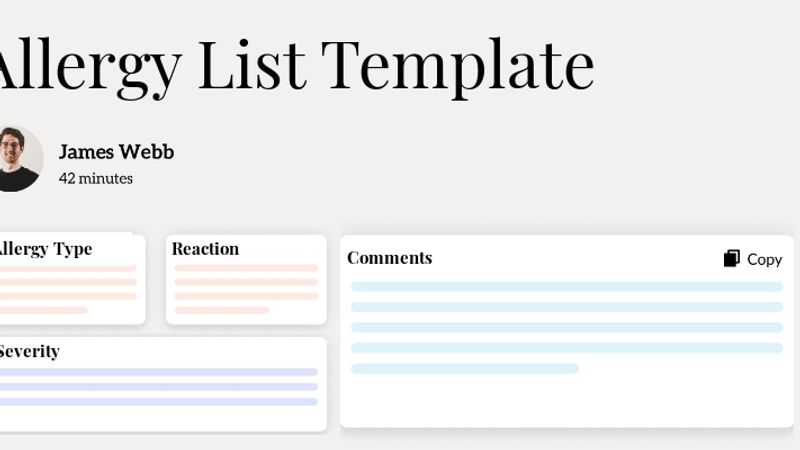 Allergy List Template Template Hero Image
