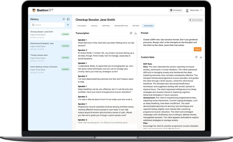 BastionGPT dashboard