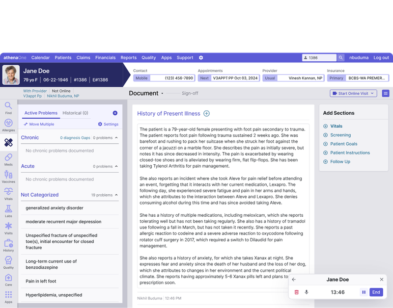 Ambience Healthcare dashboard