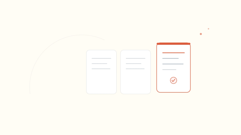 A row of similar AI note cards with one standing apart and check-marked in coral — what sets Twofold apart from other AI notes platforms.