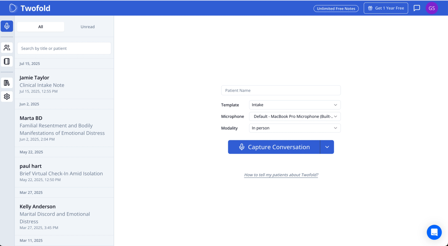 Twofold Health selected best AI Medical Scribe