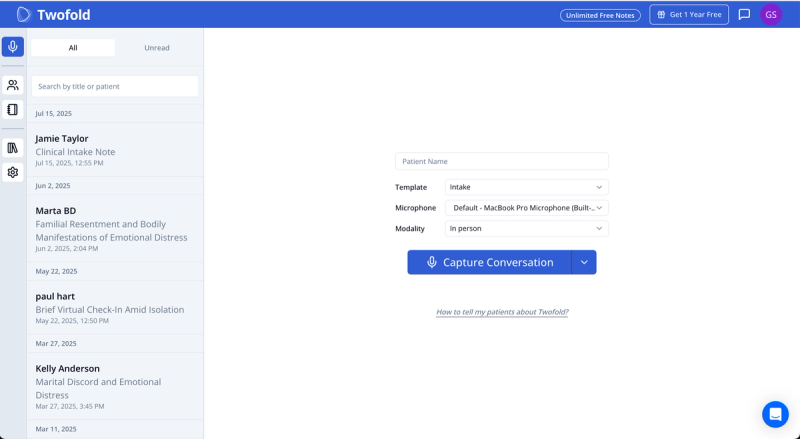 Twofold Health selected best AI Medical Scribe