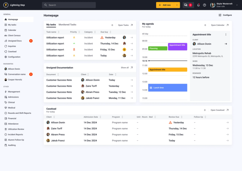 Lightning Step dashboard