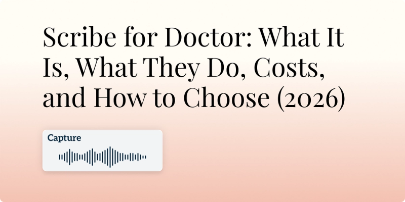 Scribe for Doctor: What It Is, What They Do, Costs, and How to Choose (2026)