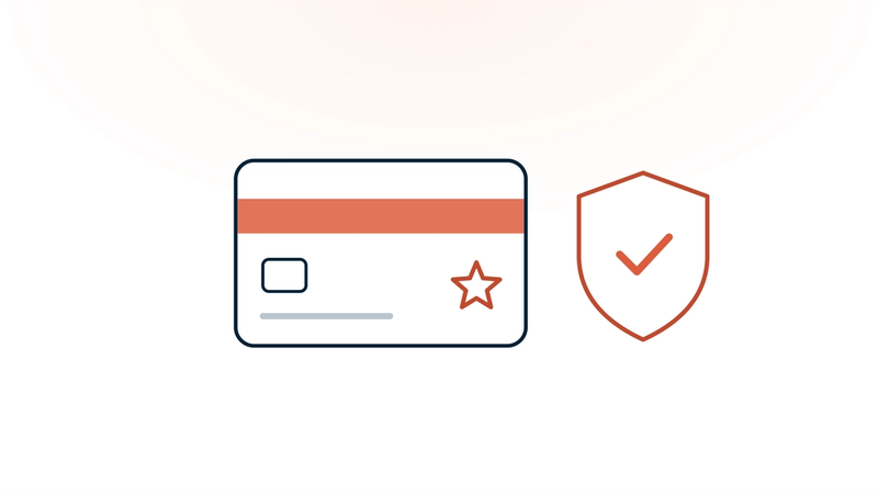 A membership card with a coral stripe beside a shield with a coral checkmark: med spa memberships, grown within compliance rules.