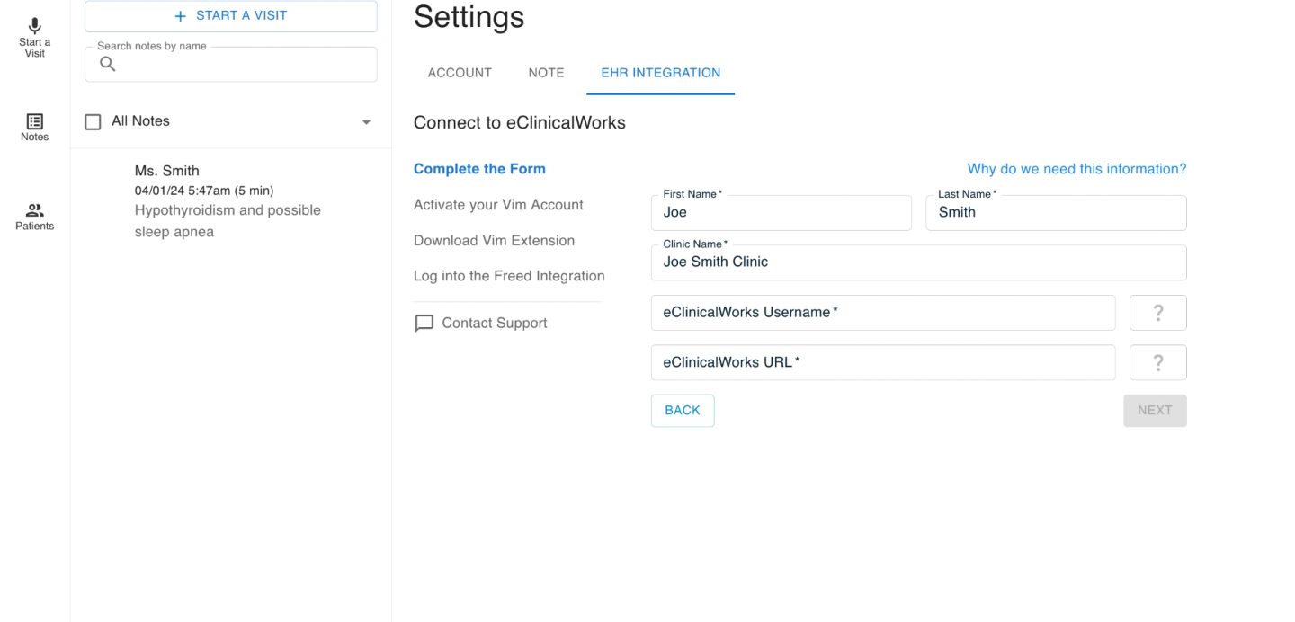 Freed AI Settings Page