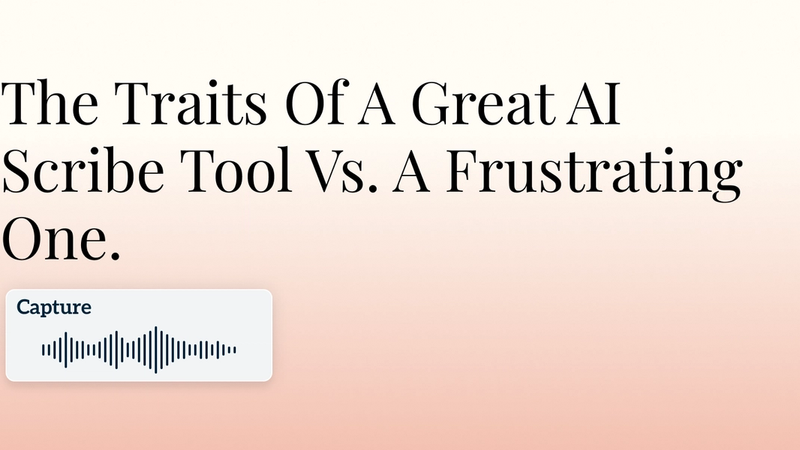 The Traits Of A Great AI Scribe Tool Vs. A Frustrating One. Hero Image