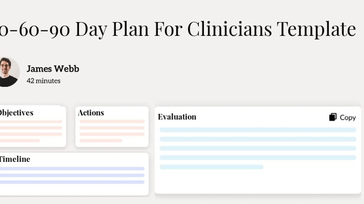 30-60-90 Day Plan For Clinicians Template Hero Image