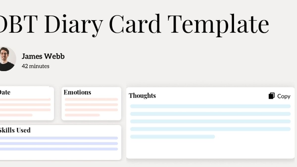Use DBT Diary Card Template template image