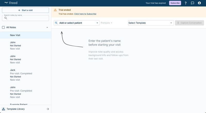 Freed AI dashboard