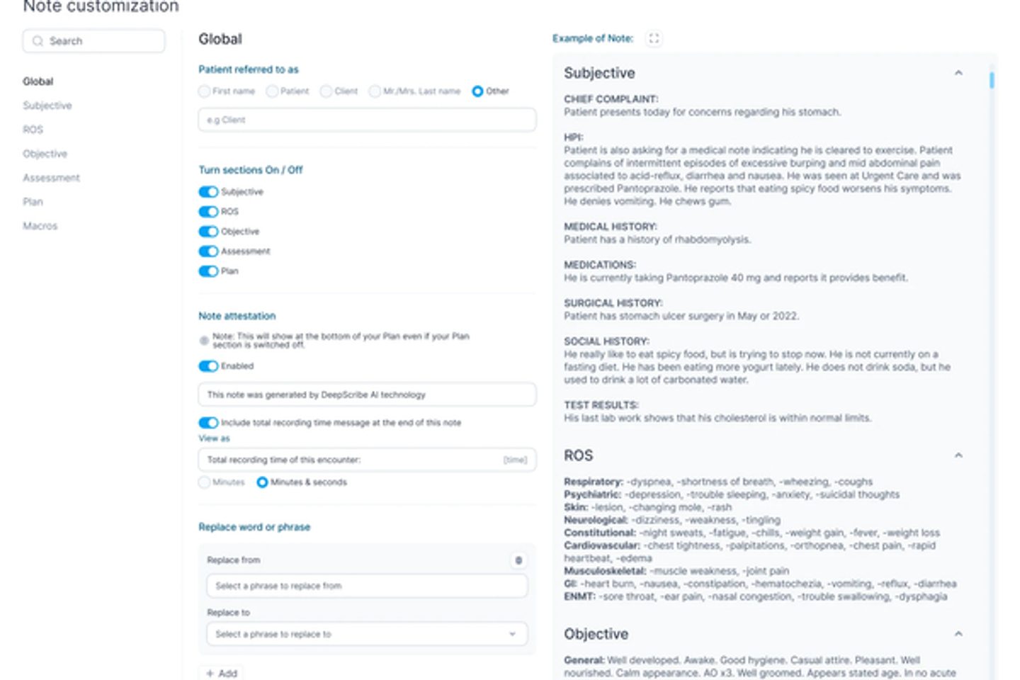 Deepscribe dashboard