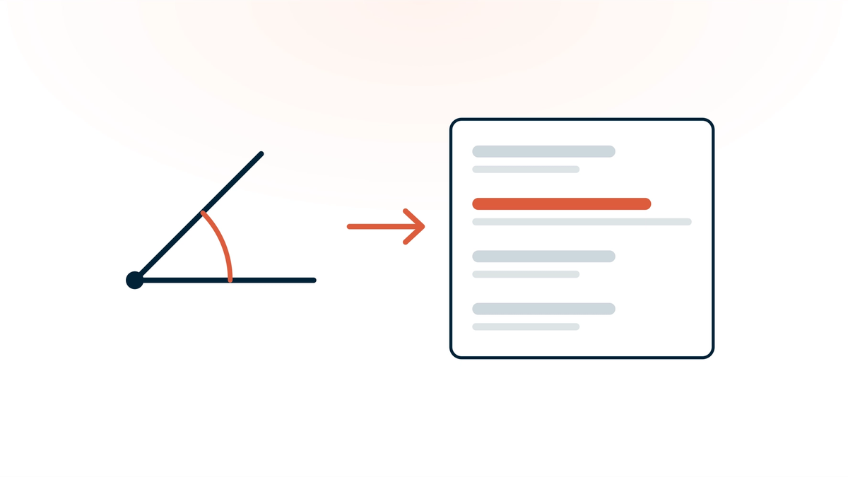 A measured joint angle on the left resolving into a structured note on the right, with the Objective section highlighted.