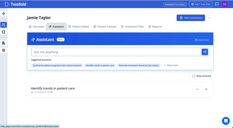 Twofold Health Best note taker for nutritionists