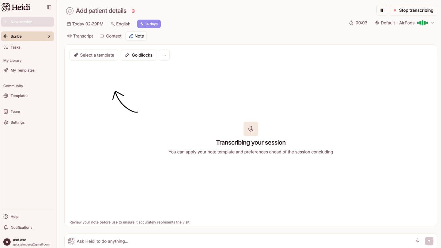 Heidi Health Dashboard