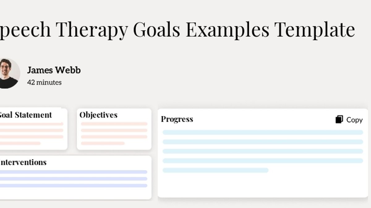 Use Speech Therapy Goals Examples Template template image