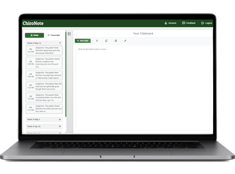 ChiroNote dashboard